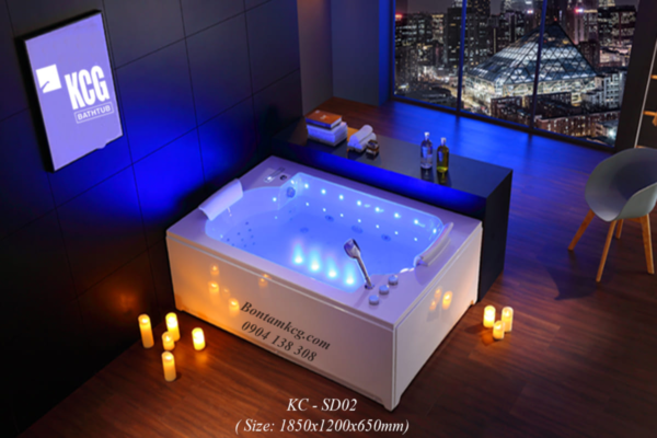 Bồn tắm massage chất liệu acrylic cao cấp siêu bền, sáng bóng
