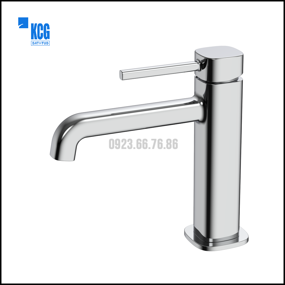 Vòi rửa mặt tay đũa đầu cong thân vuông KC 500B